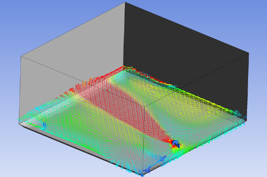 Flow Vector Diagram Near the Tank Bottom