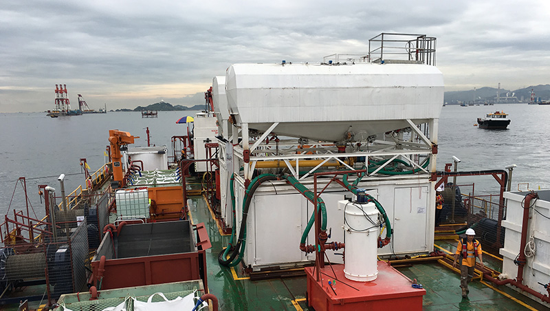 Ground Stabilization Work on Reclaimed Land for a New Airport Runway