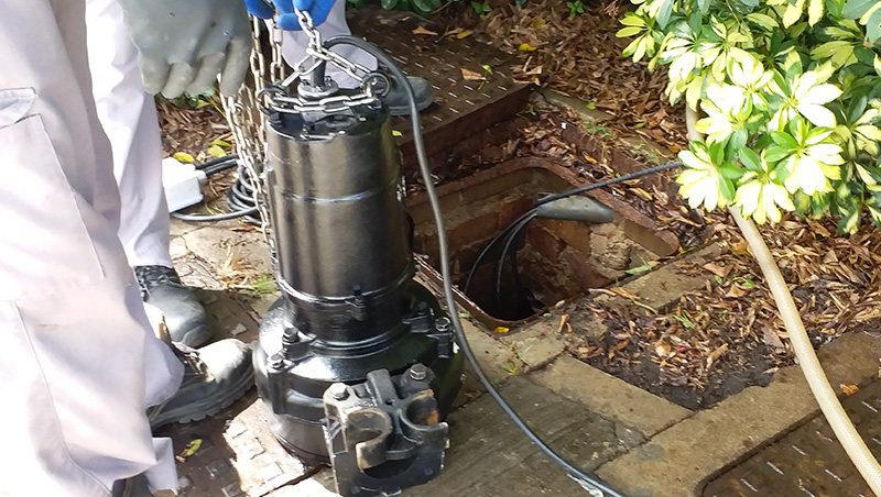 Solid Matter Clogging Sewage Drainage Pumps in a Residential Area